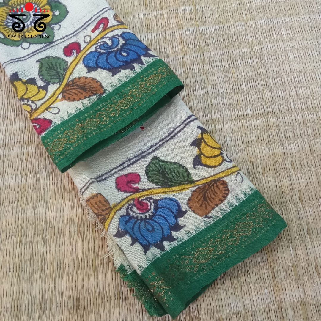 Kalamkari On Off White Ponduru Blouse Fabric