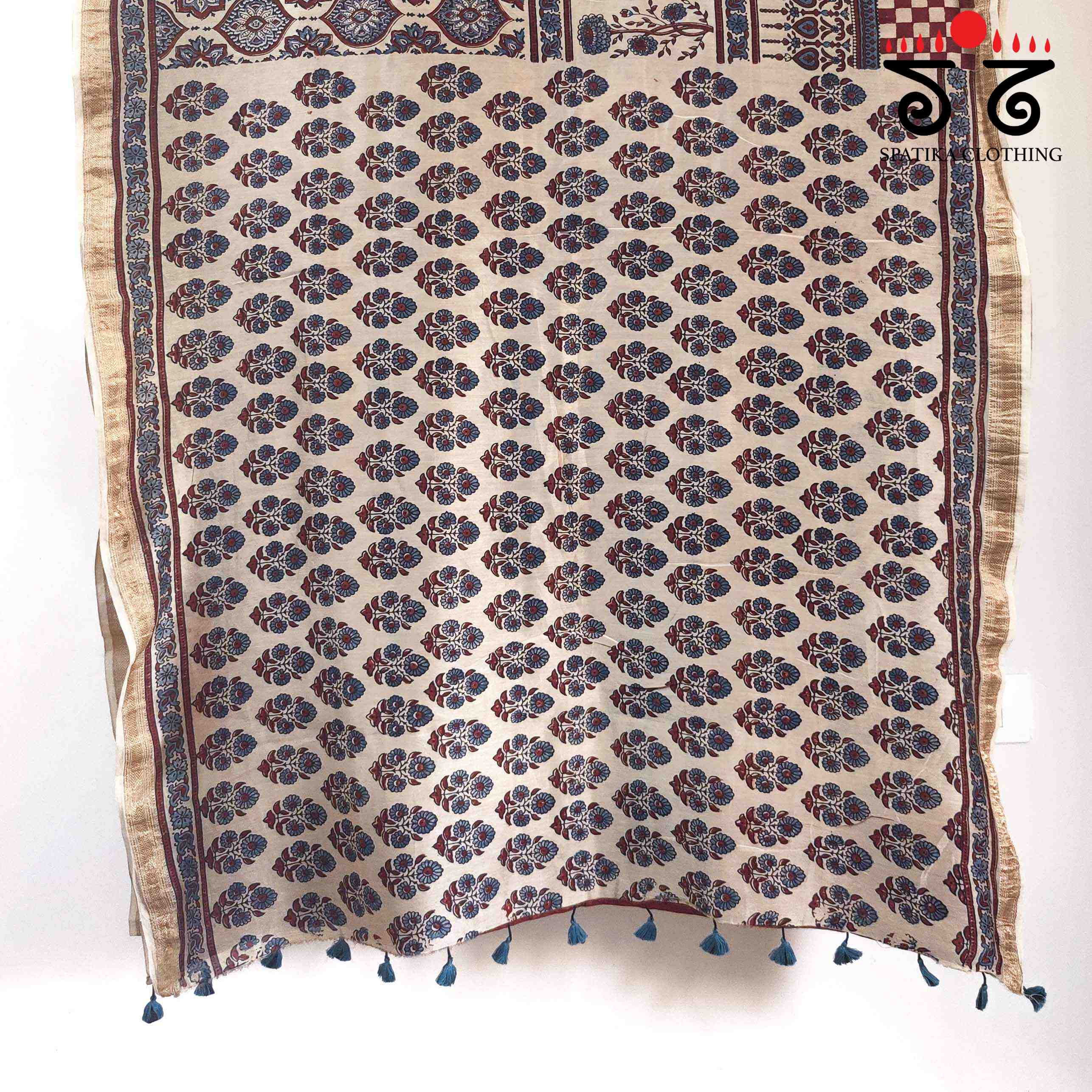 Ajrak Maheshwari Silk Cotton Saree