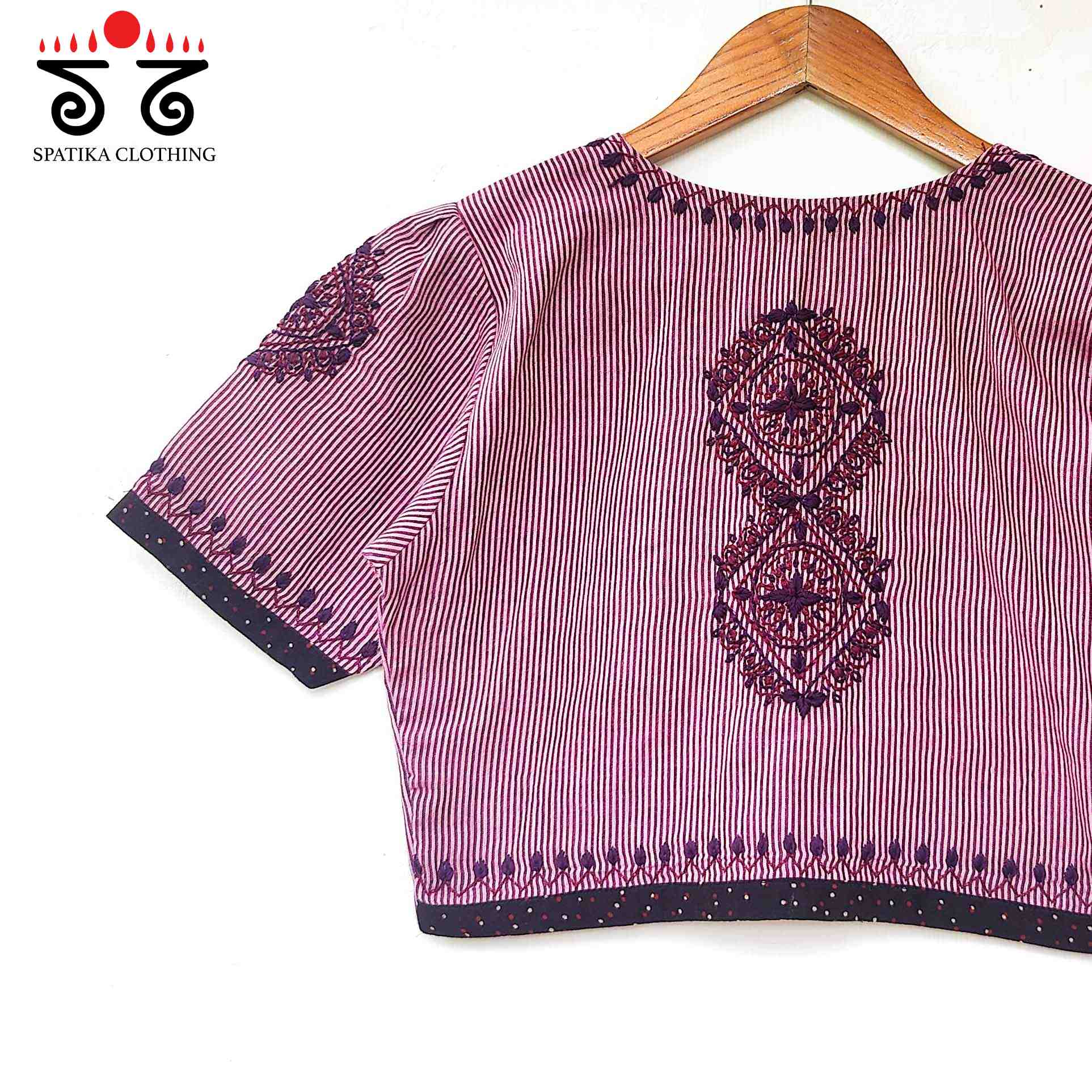 Striped Chikankari - Handcrafted Blouse