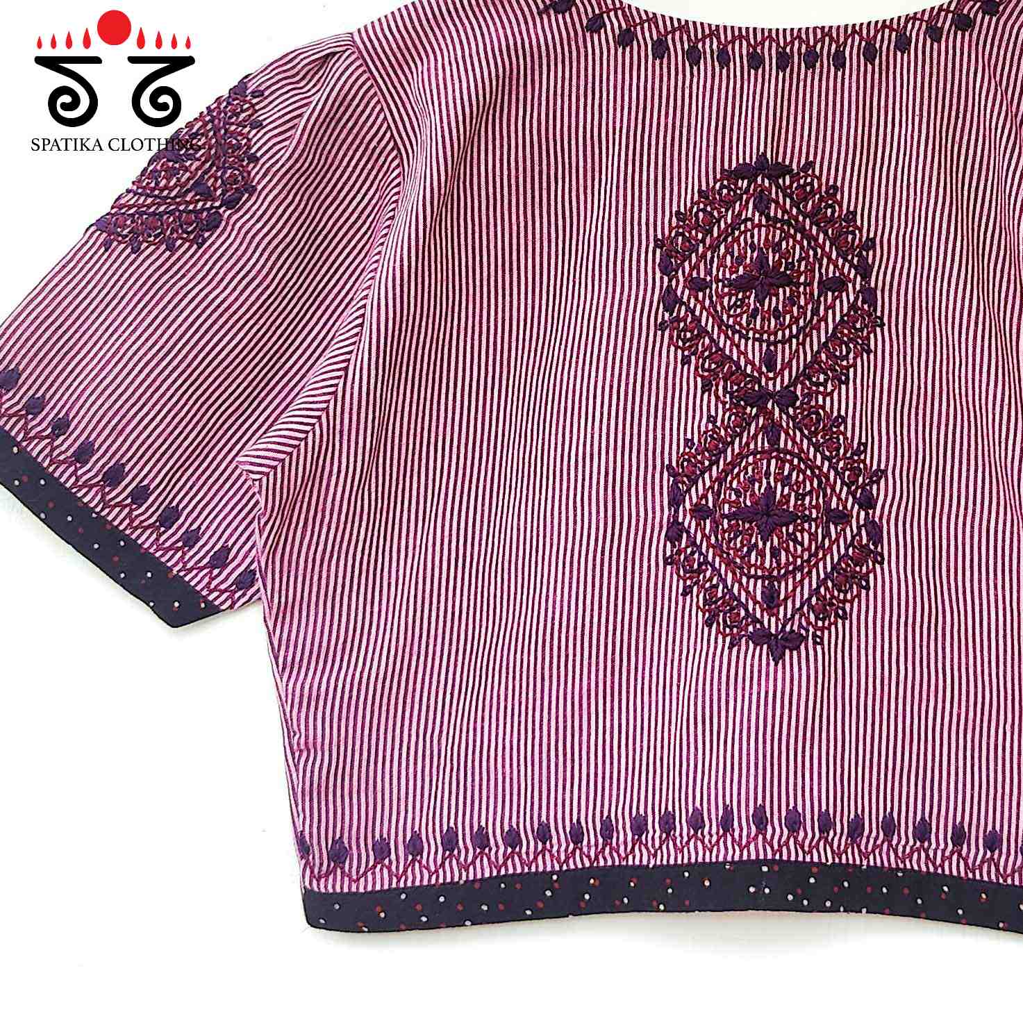 Striped Chikankari - Handcrafted Blouse