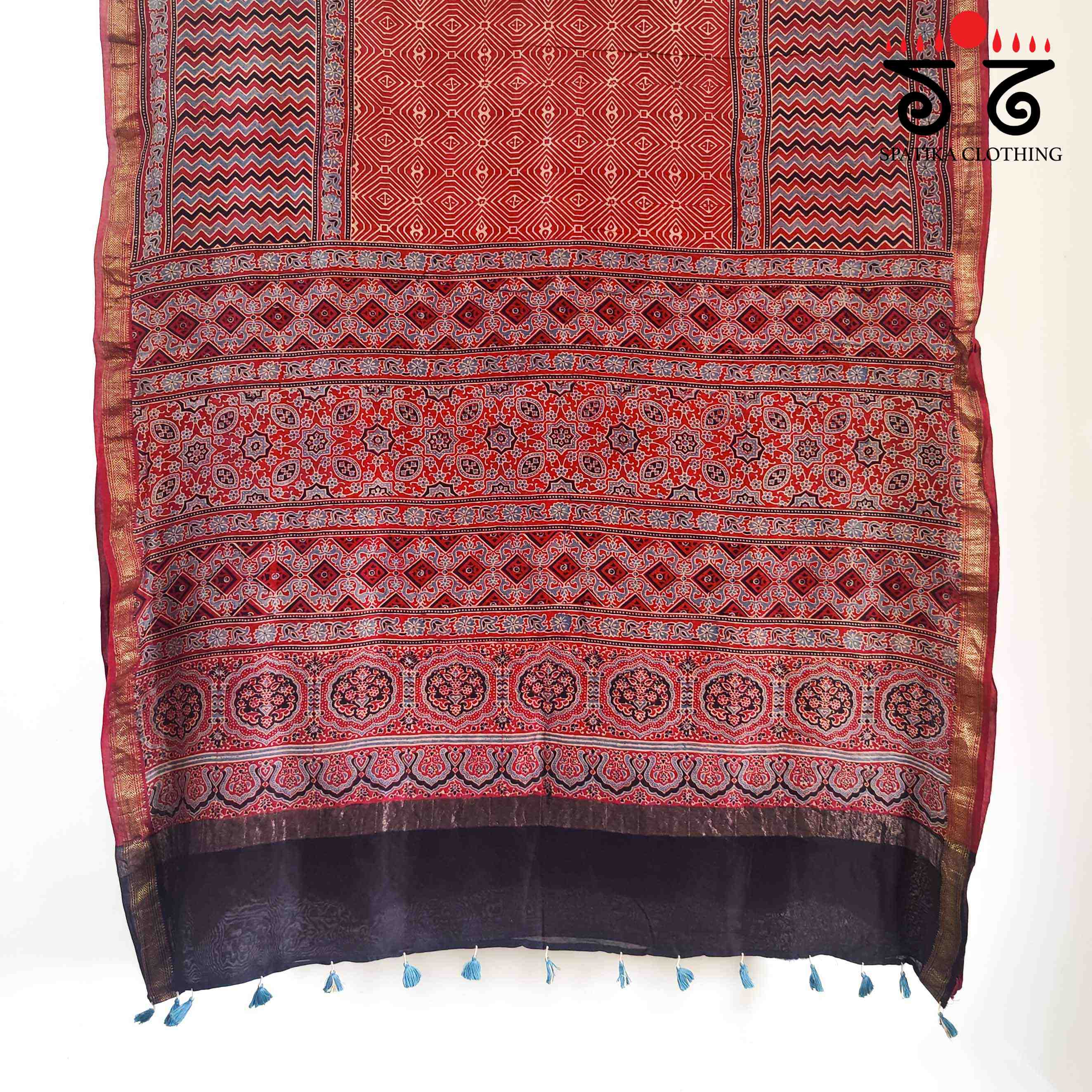 Ajrak Maheshwari Silk Cotton Saree