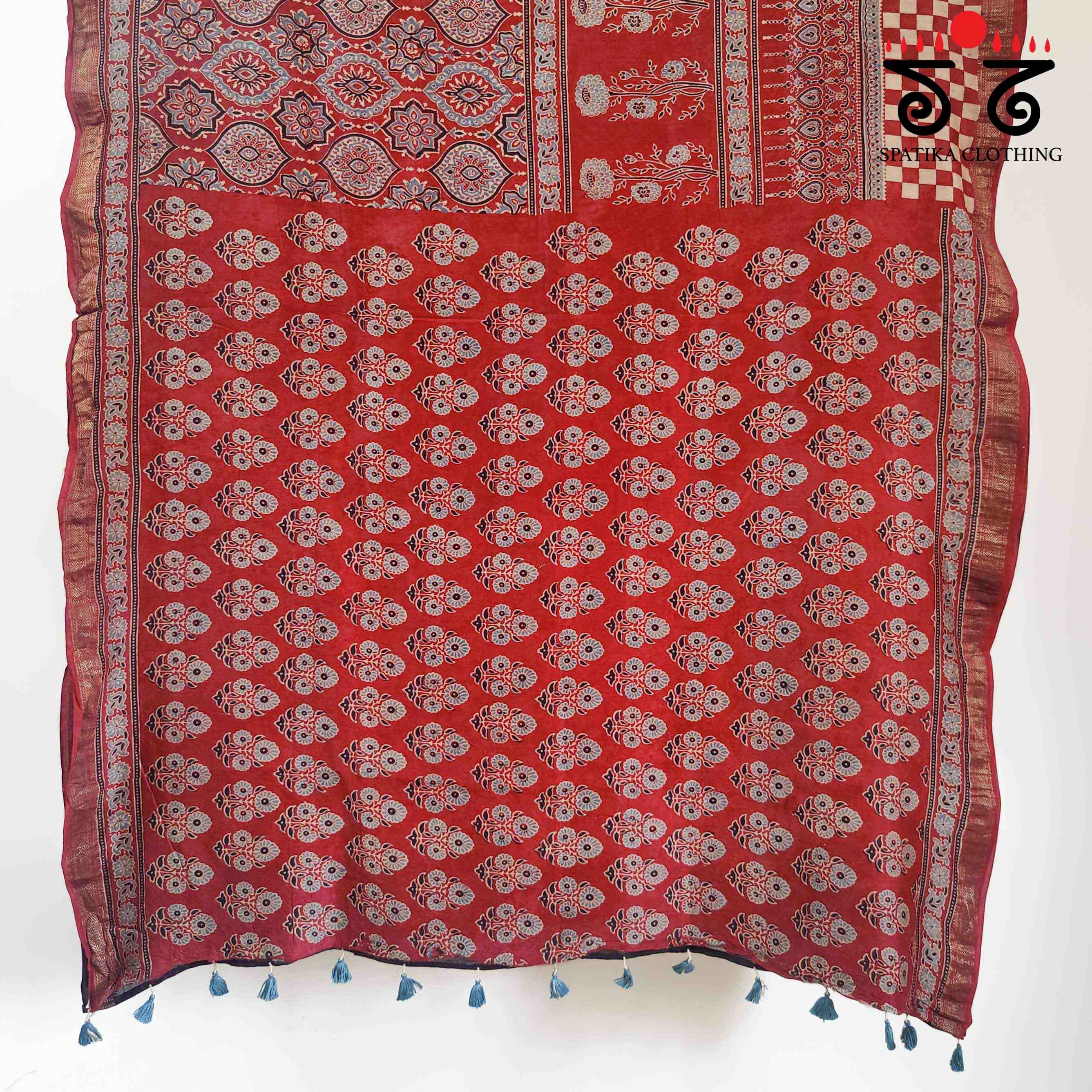 Ajrak Maheshwari Silk Cotton Saree