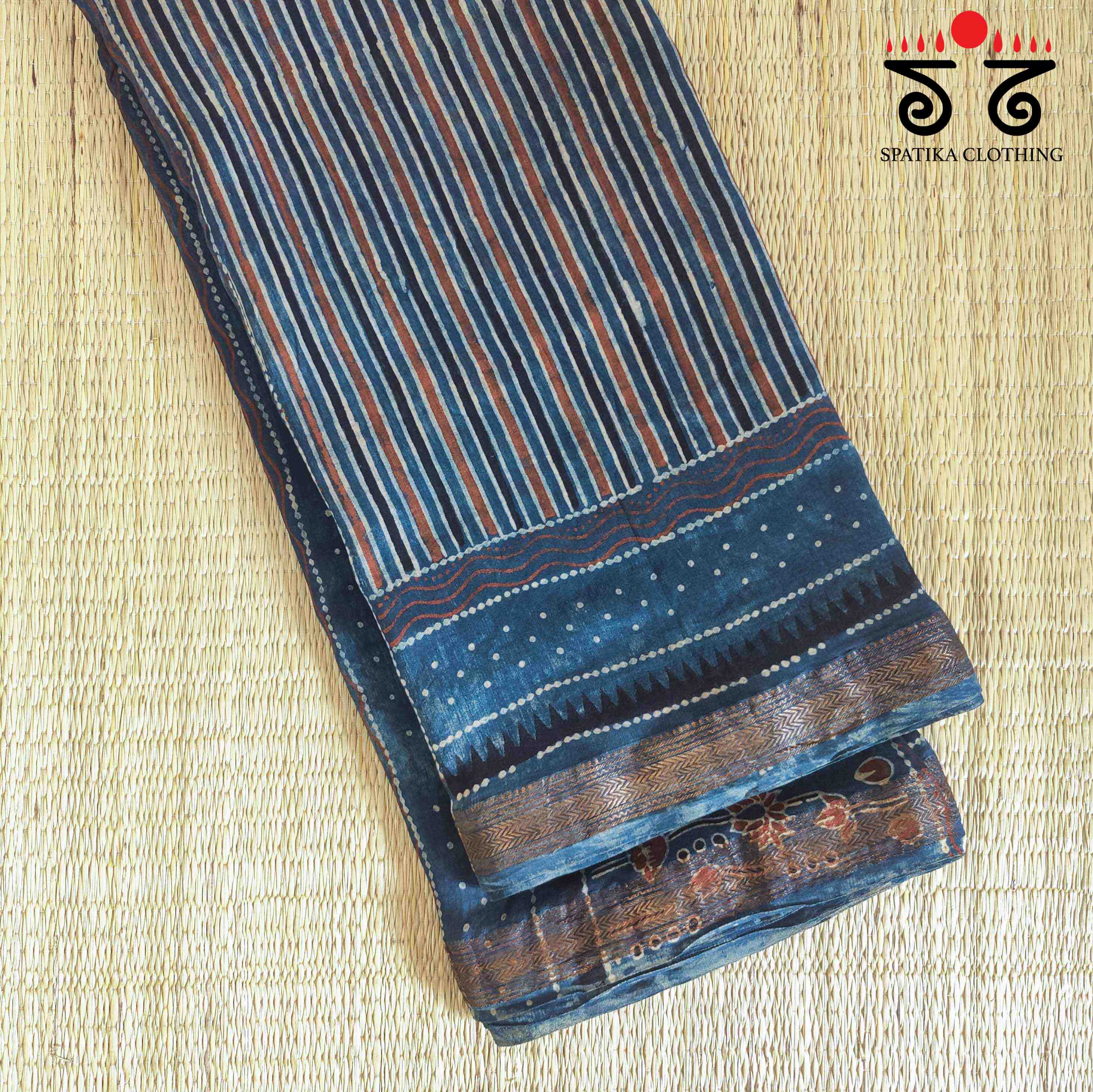 Ajrak Maheshwari Silk Cotton Saree