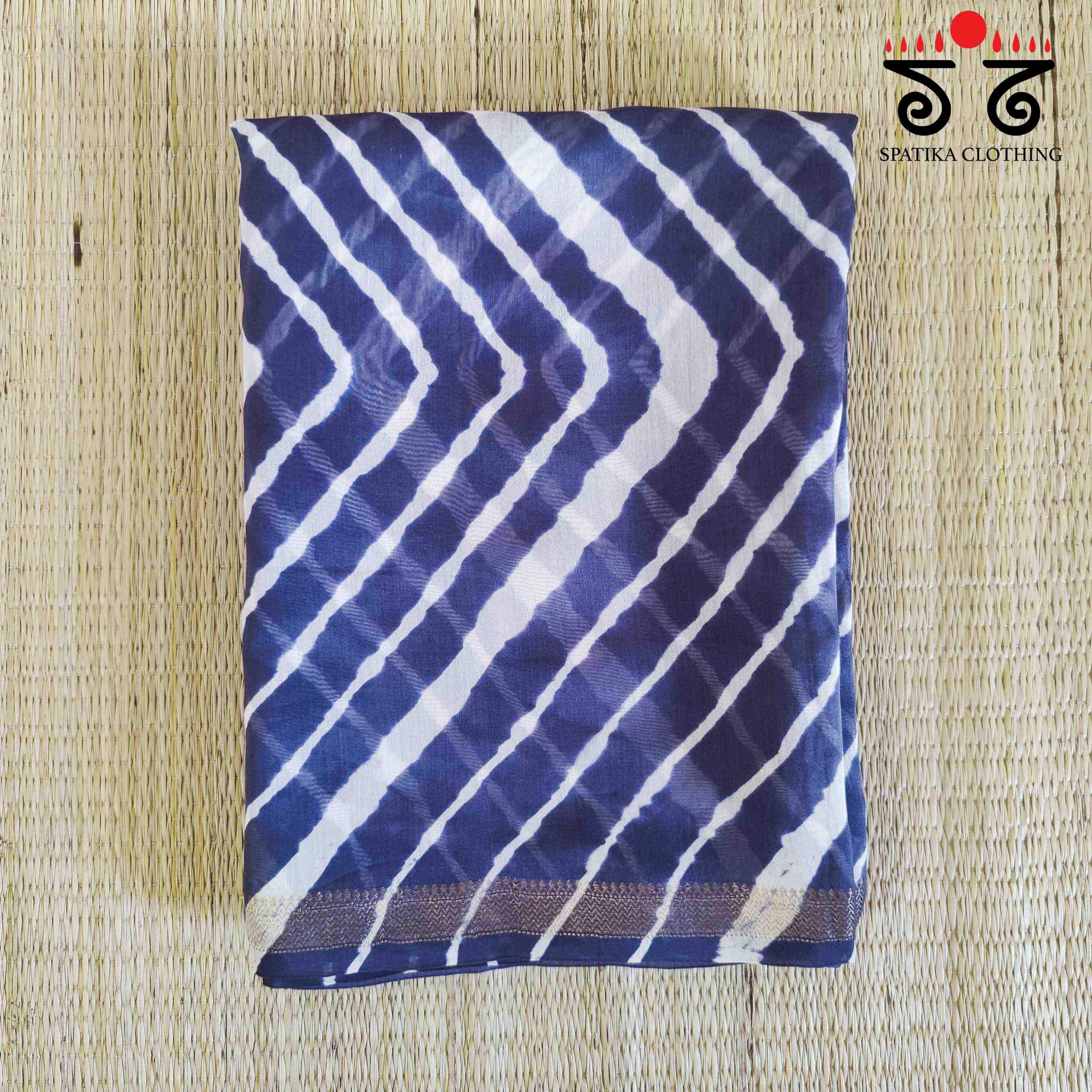 Leheriya on Maheswari silk cotton Saree- New!