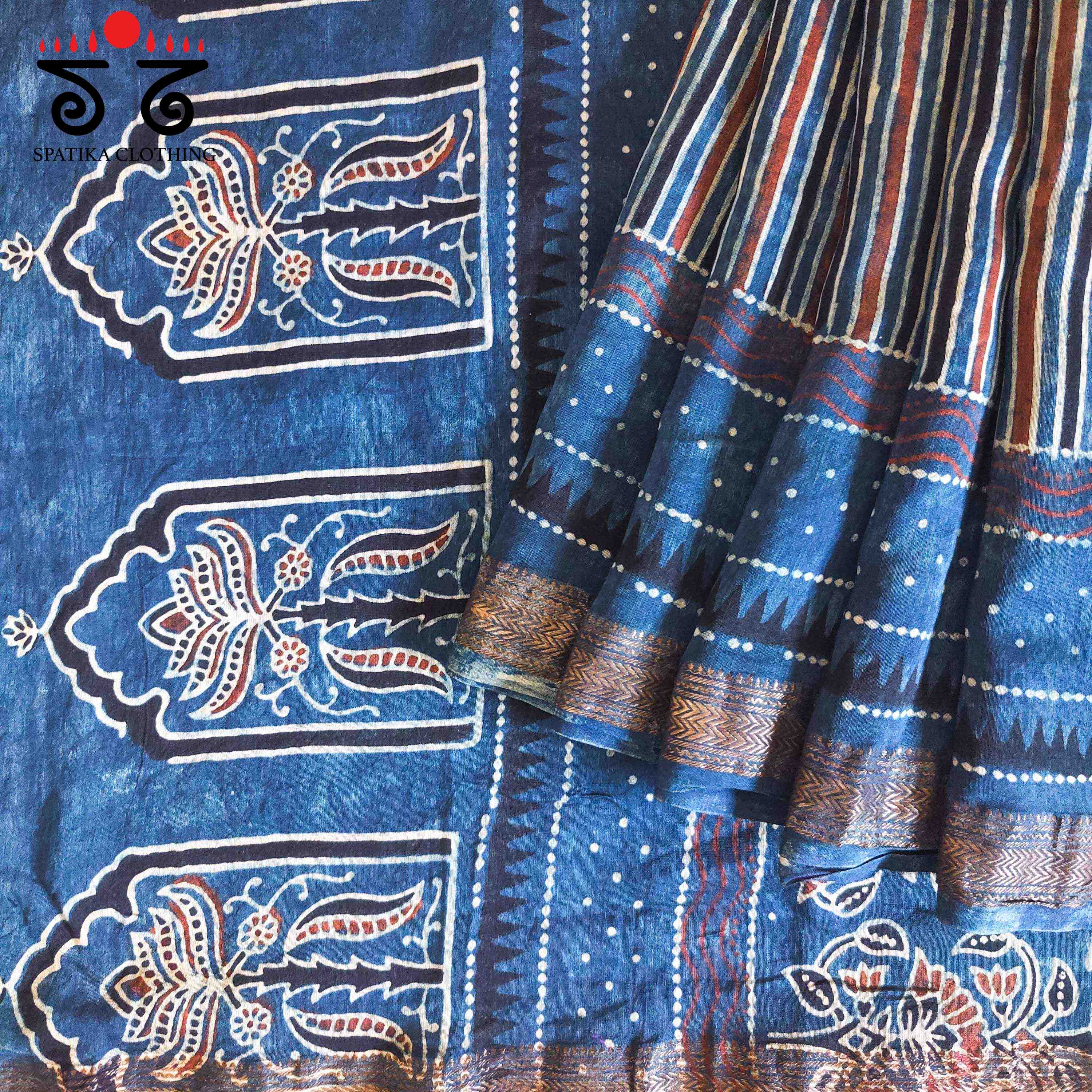 Ajrak Maheshwari Silk Cotton Saree