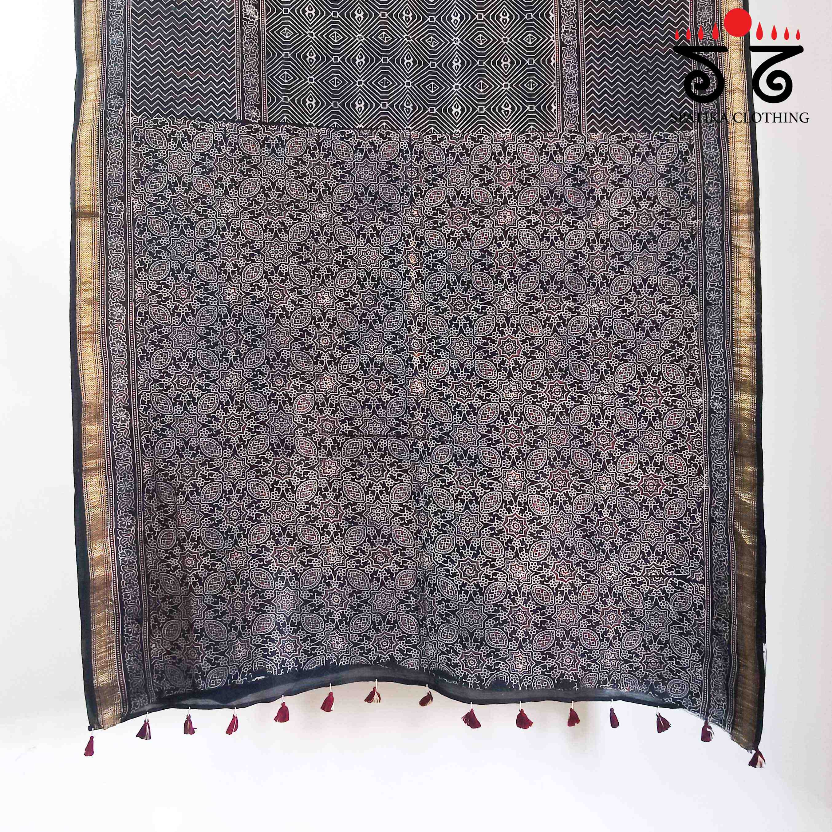 Ajrak Maheshwari Silk Cotton Saree