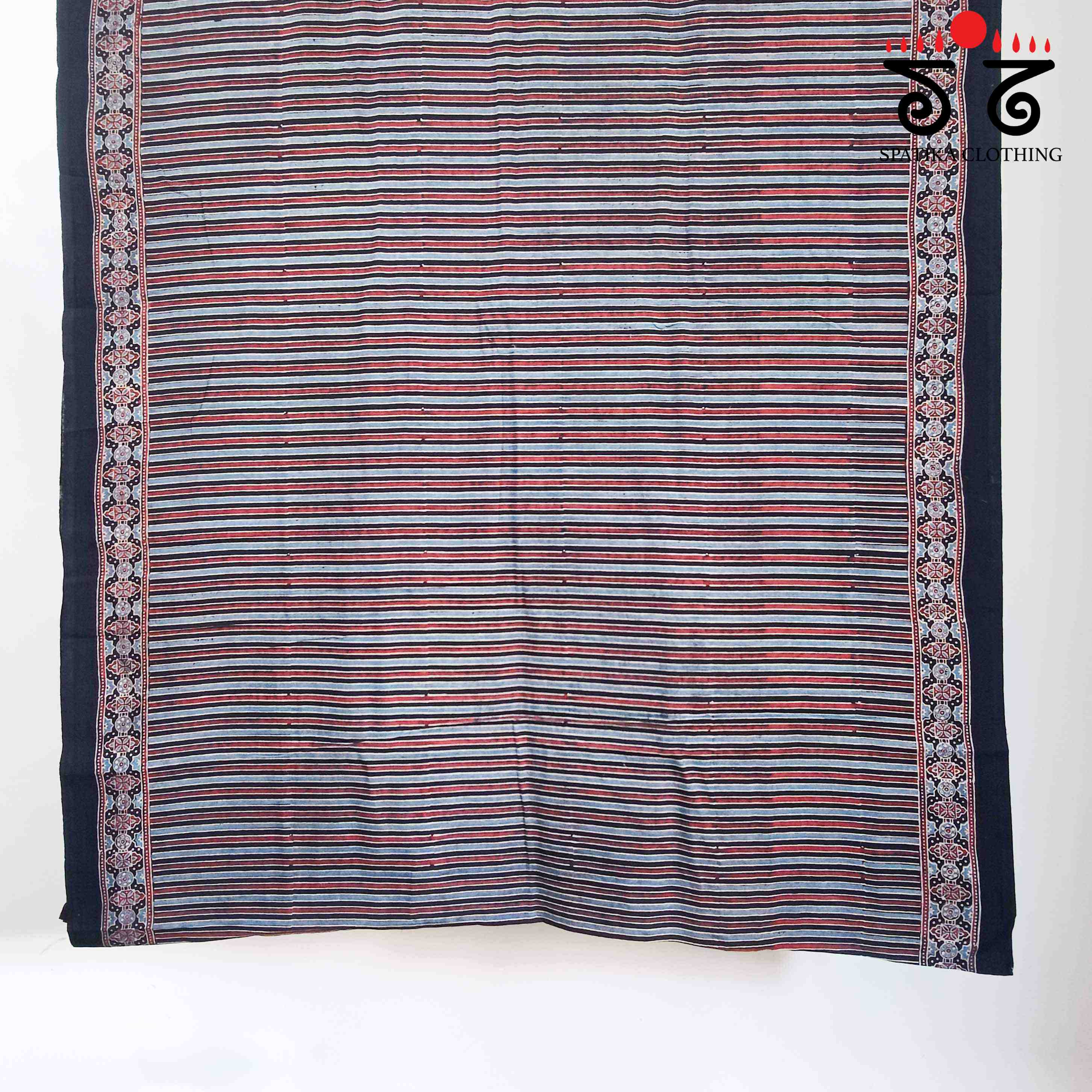 Ajrakh Handblock Print on Mulmul Cotton Saree