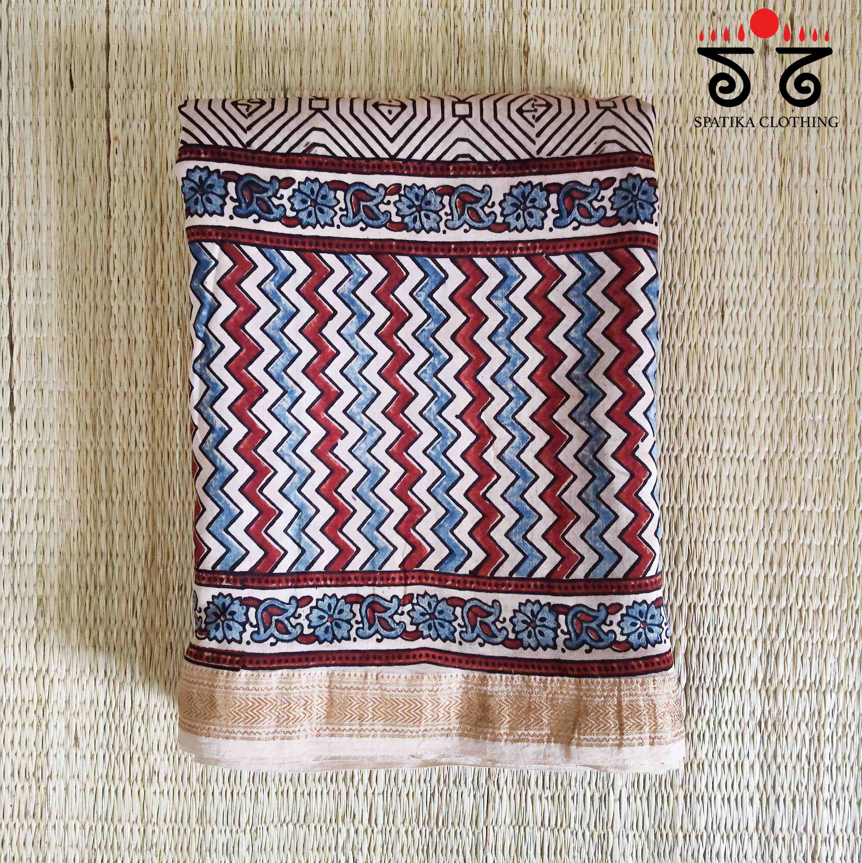 Ajrak Maheshwari Silk Cotton Saree