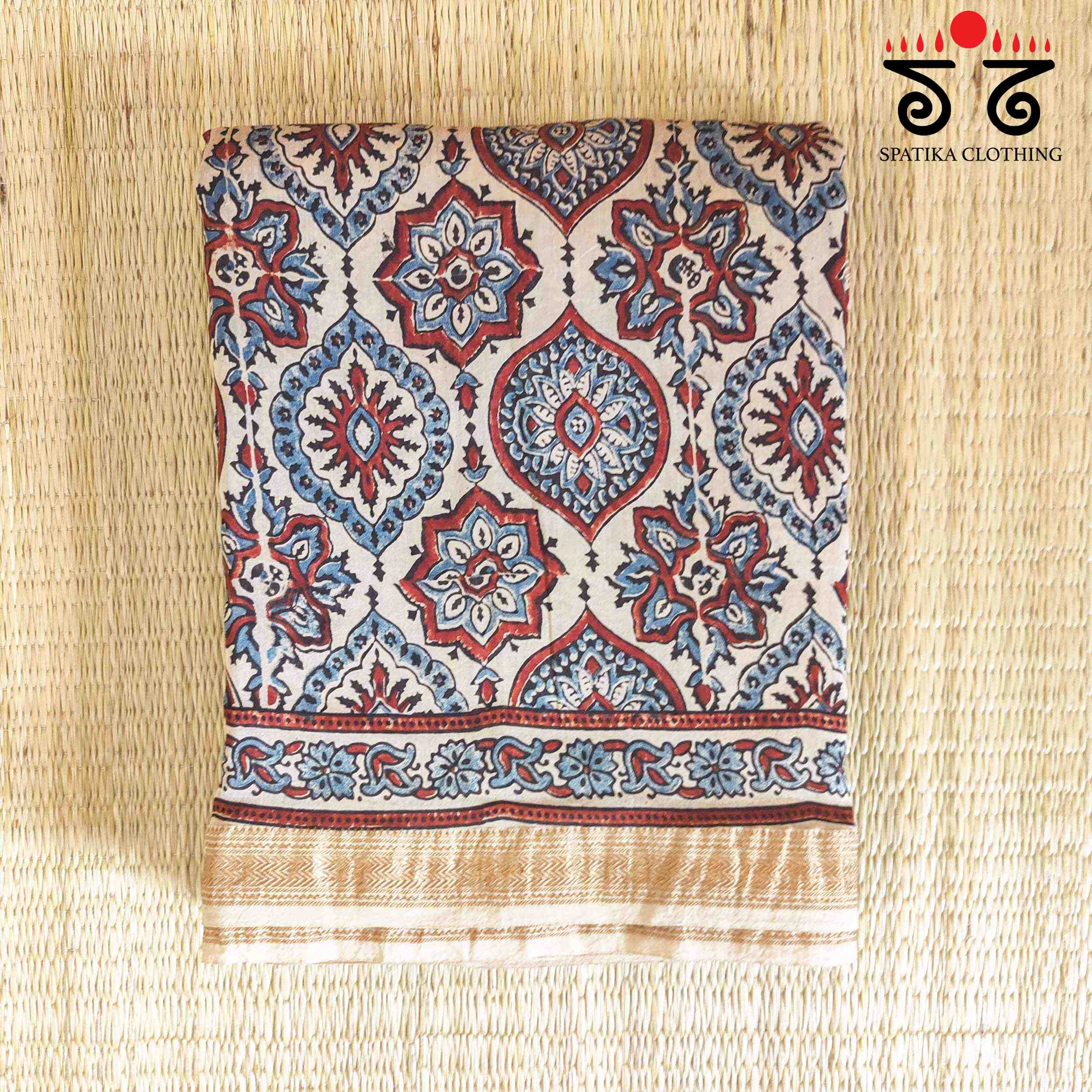 Ajrak Maheshwari Silk Cotton Saree