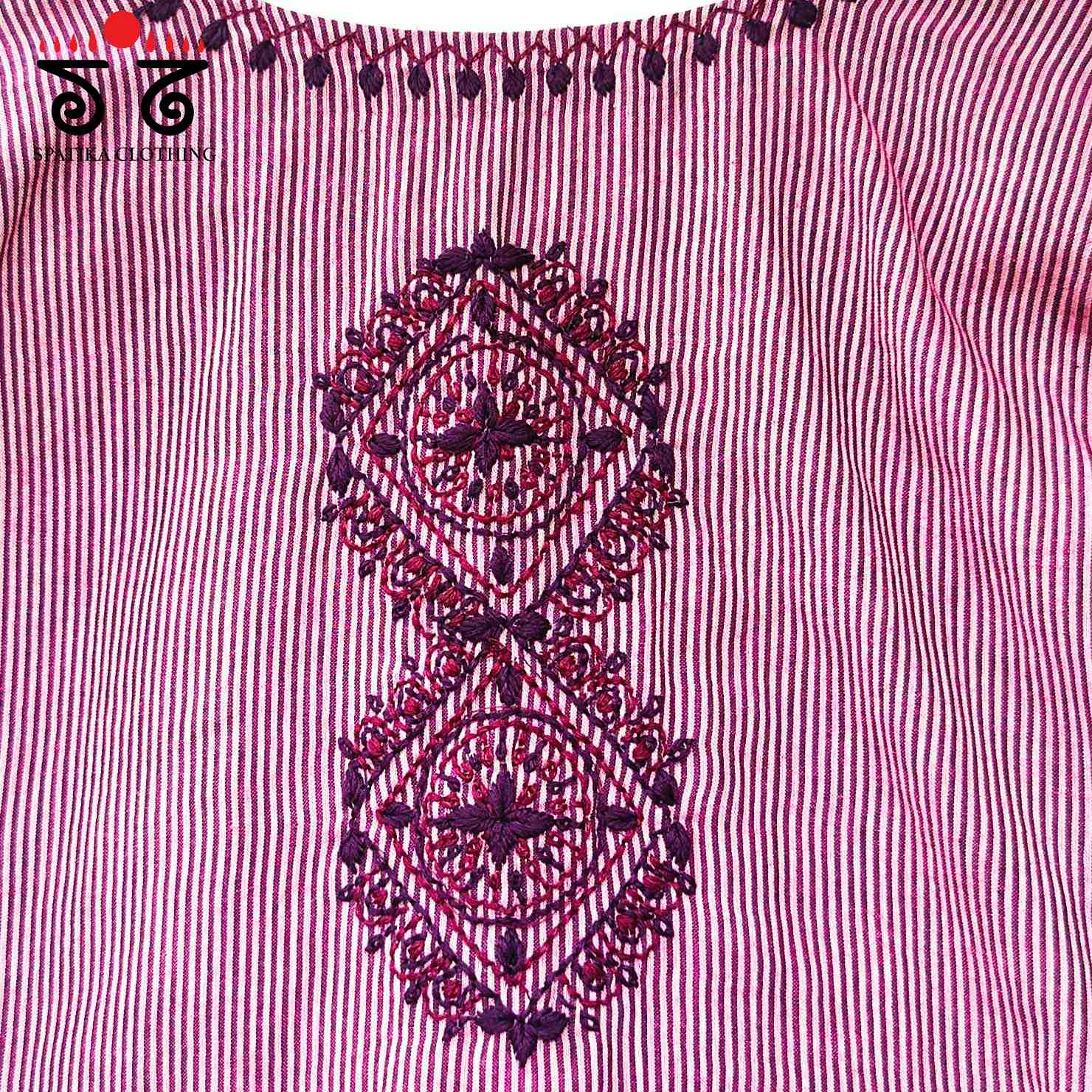 Striped Chikankari - Handcrafted Blouse