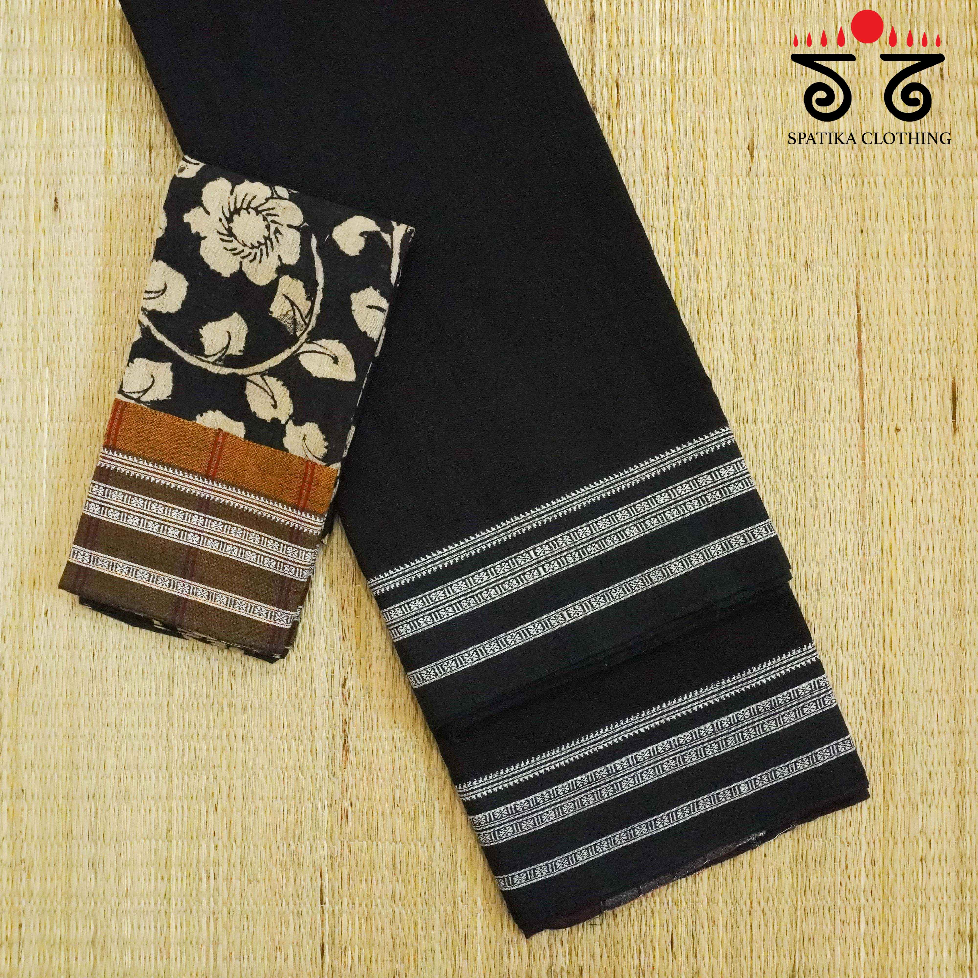 Ilkal Handwoven Cotton Saree - Pen Kalamkari Blouse