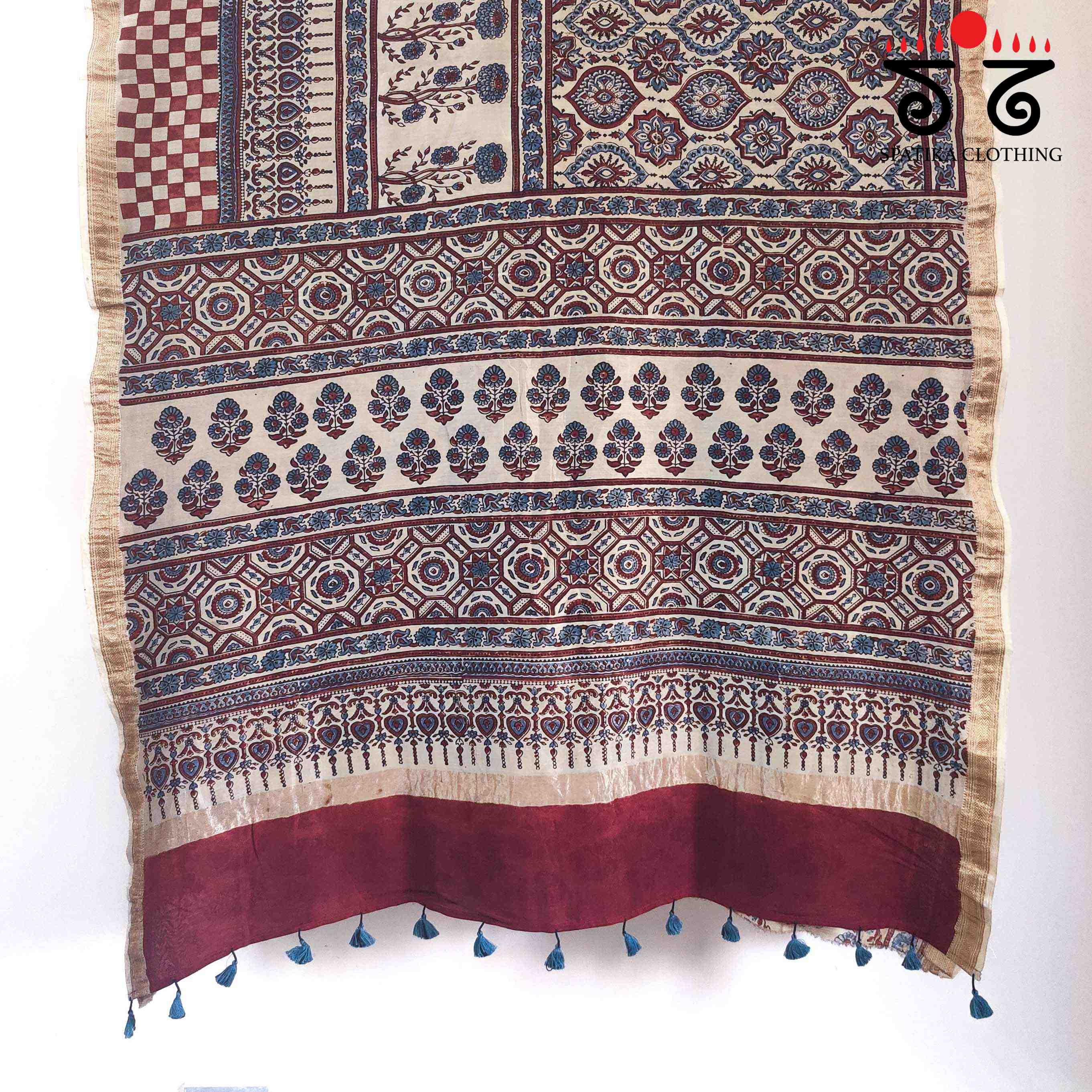 Ajrak Maheshwari Silk Cotton Saree