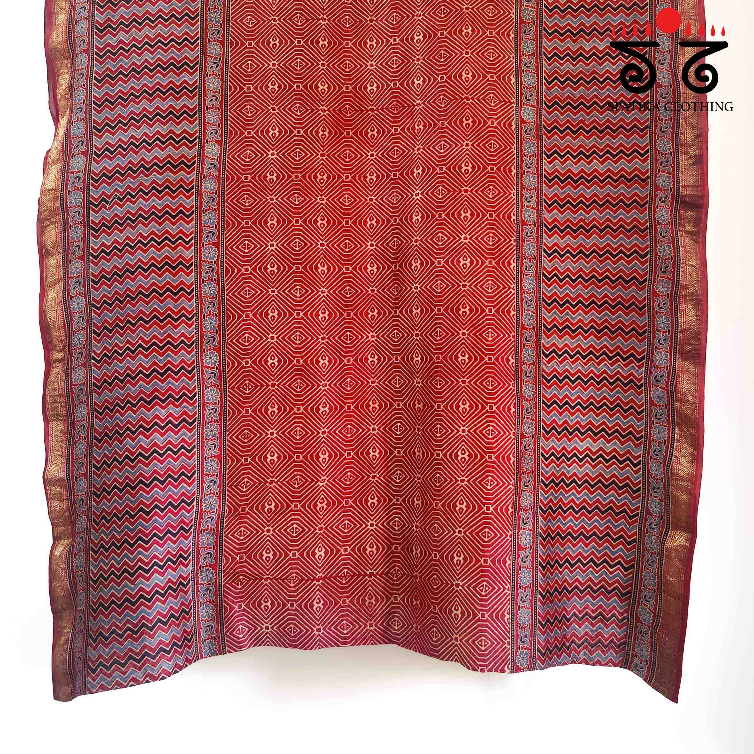 Ajrak Maheshwari Silk Cotton Saree