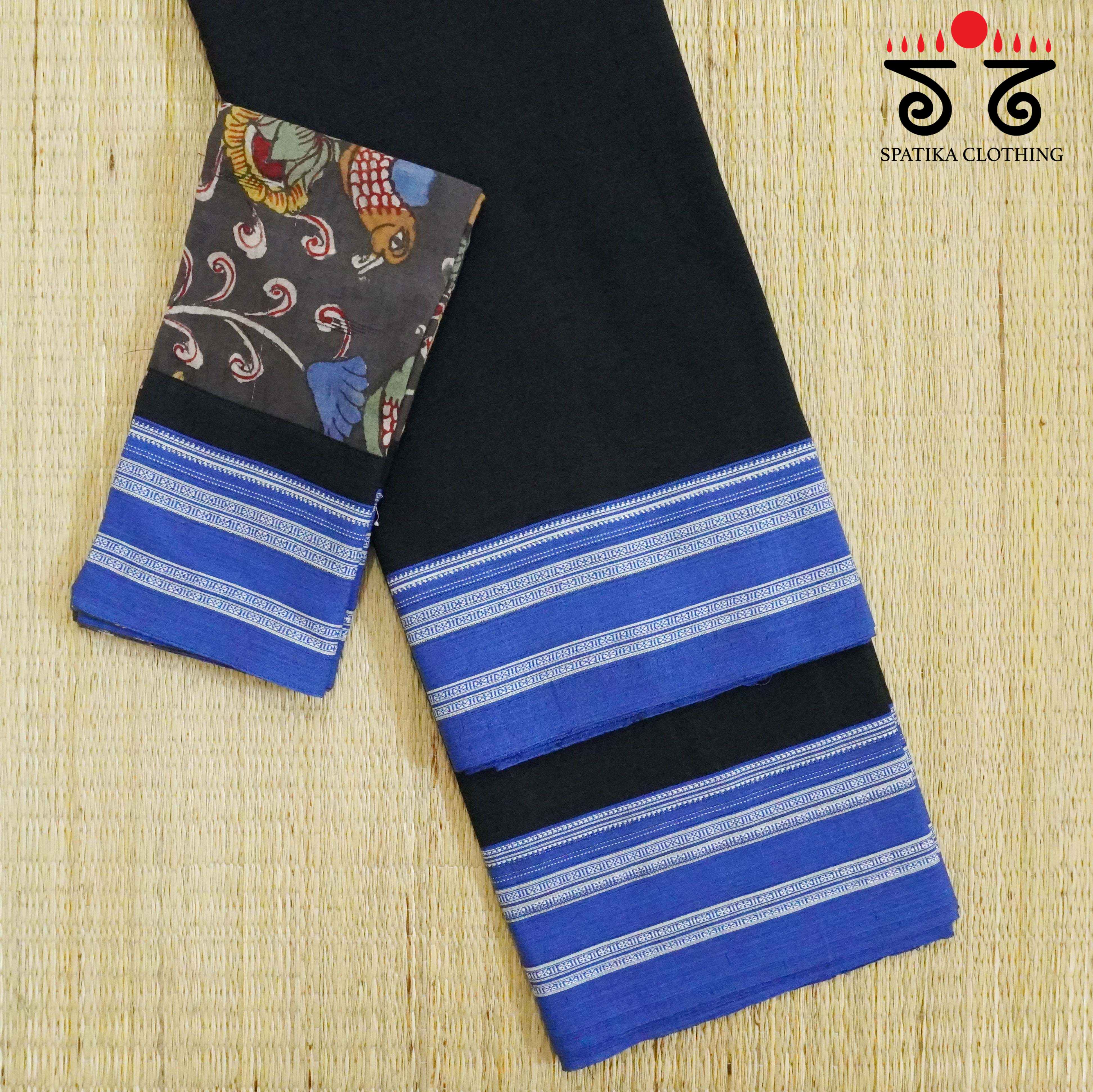 Ilkal Handwoven Cotton Saree - Pen Kalamkari Blouse