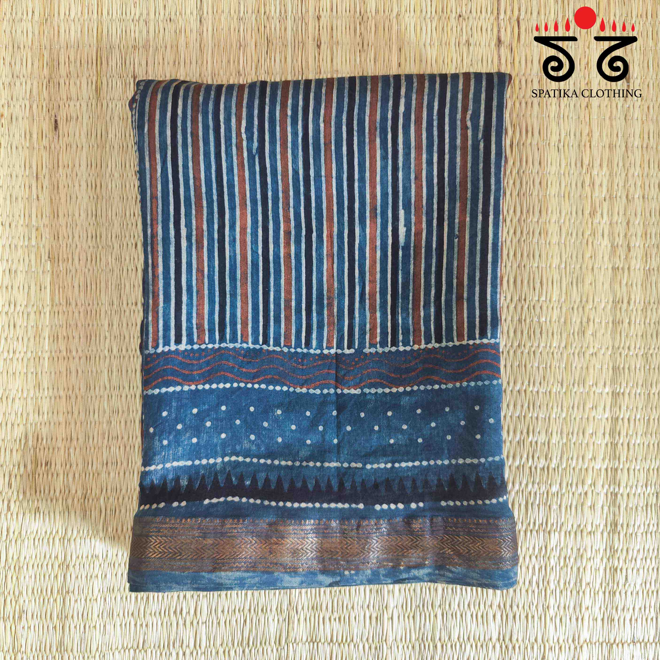 Ajrak Maheshwari Silk Cotton Saree