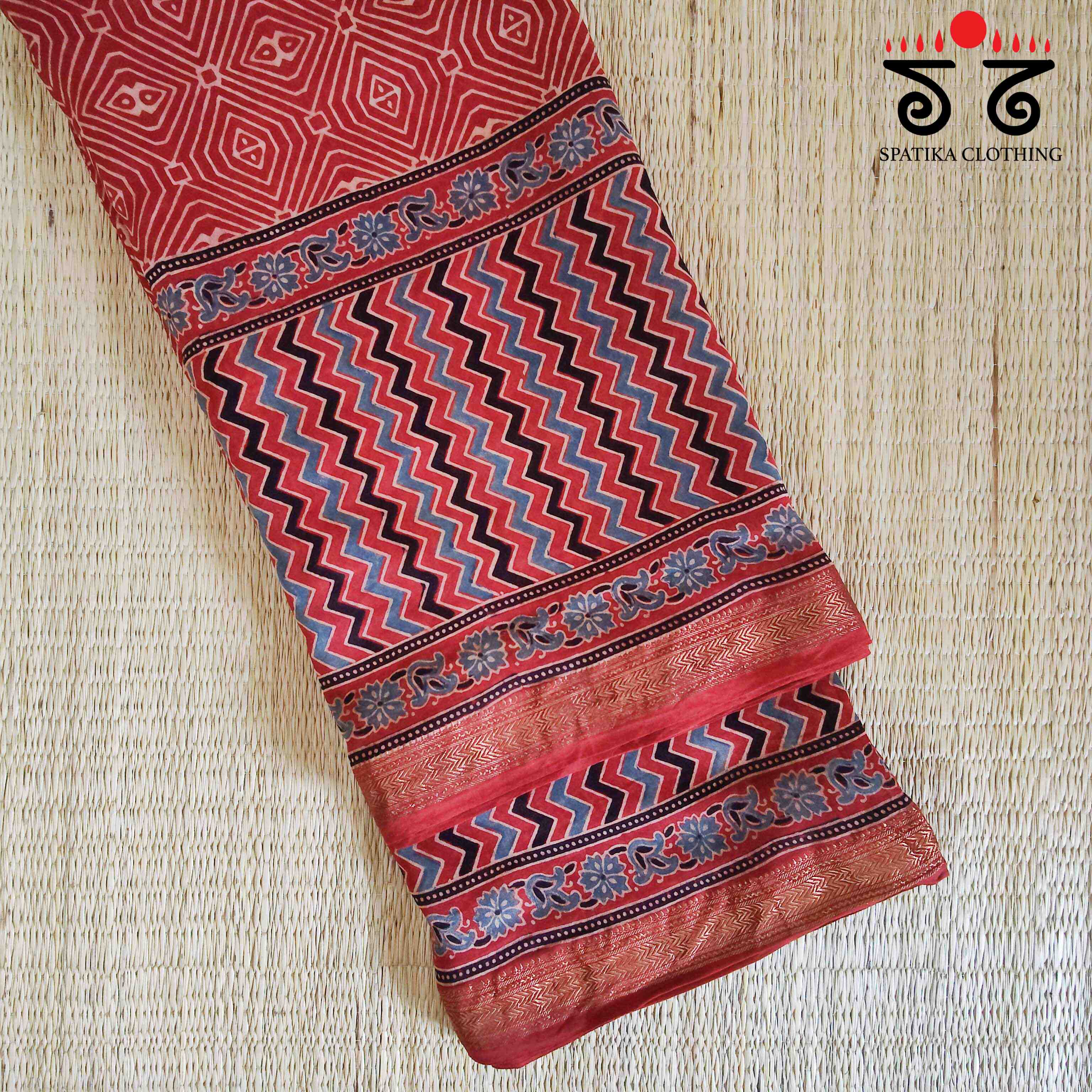 Ajrak Maheshwari Silk Cotton Saree