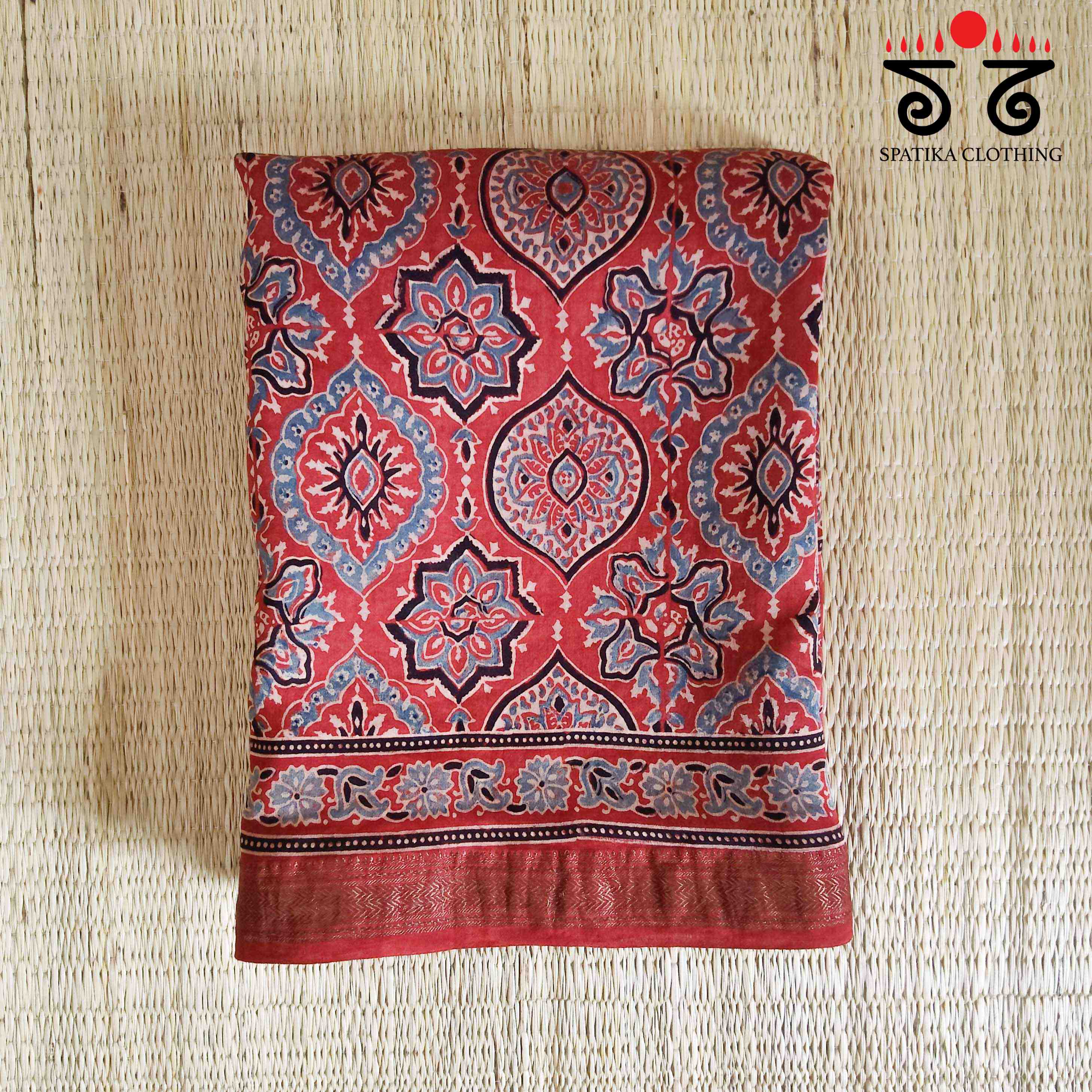 Ajrak Maheshwari Silk Cotton Saree