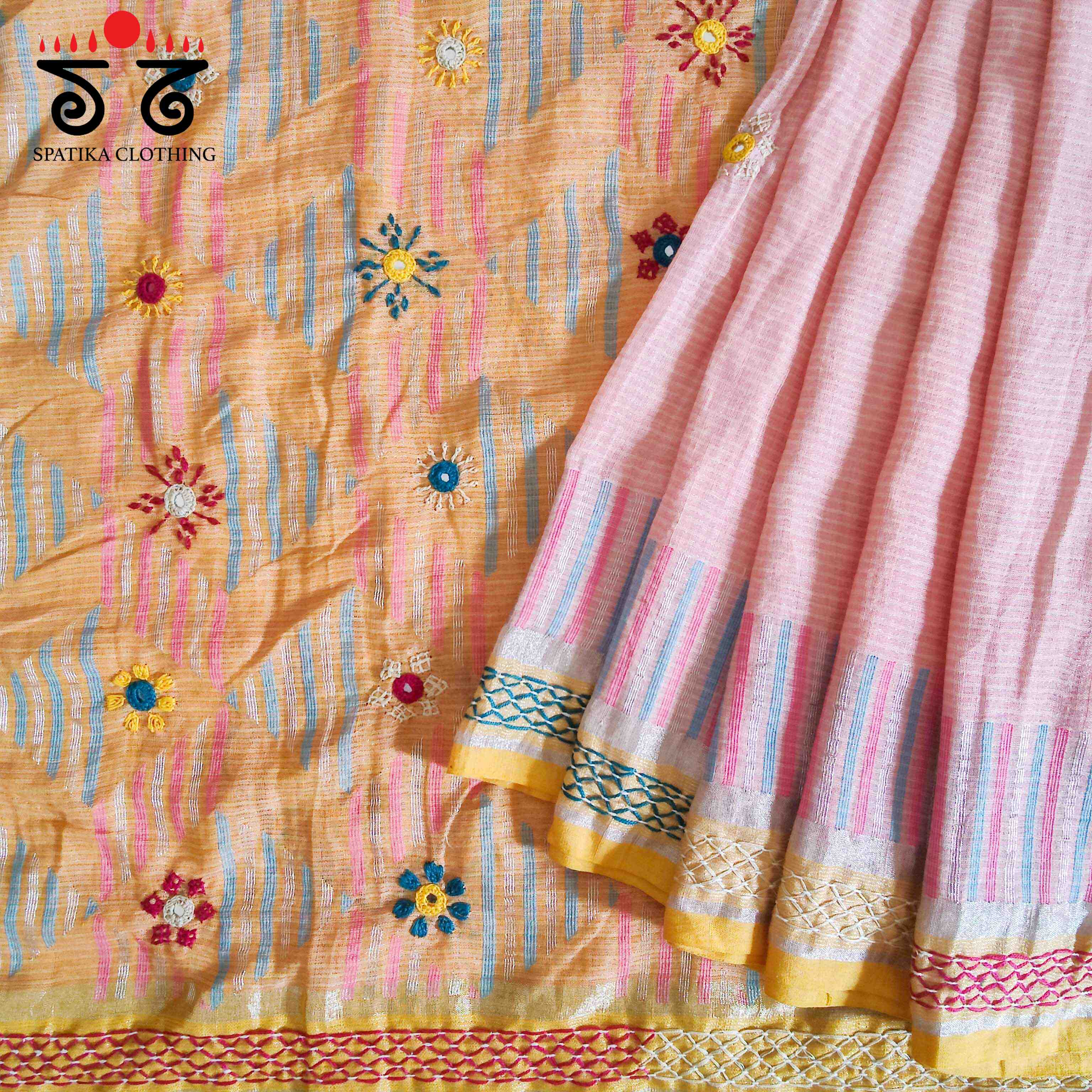 Lambani Handembroidered Jamdhani cotton saree