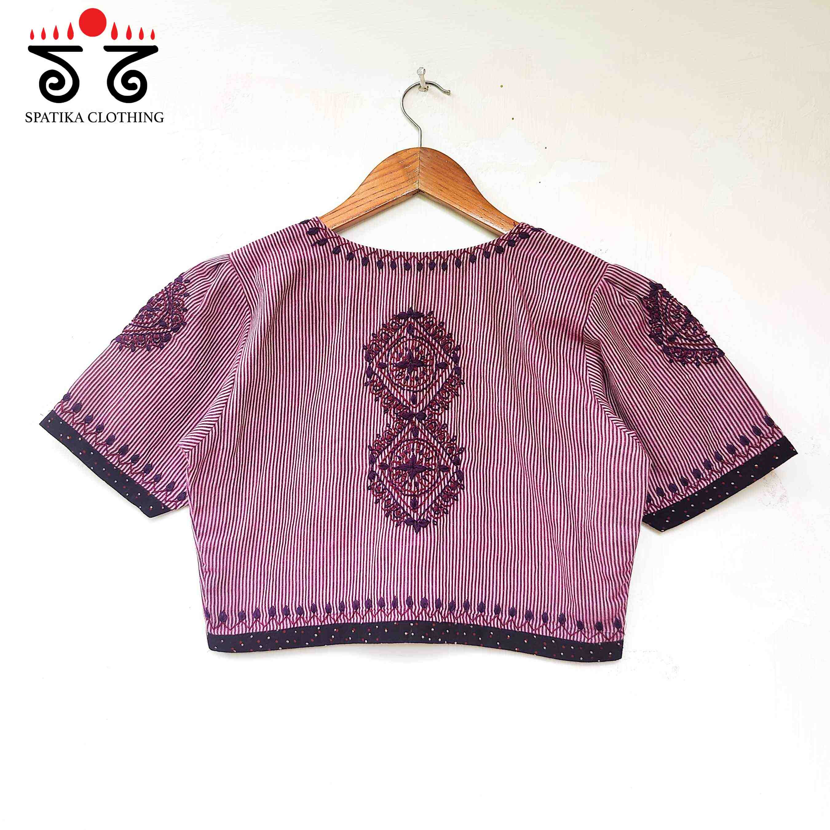 Striped Chikankari - Handcrafted Blouse