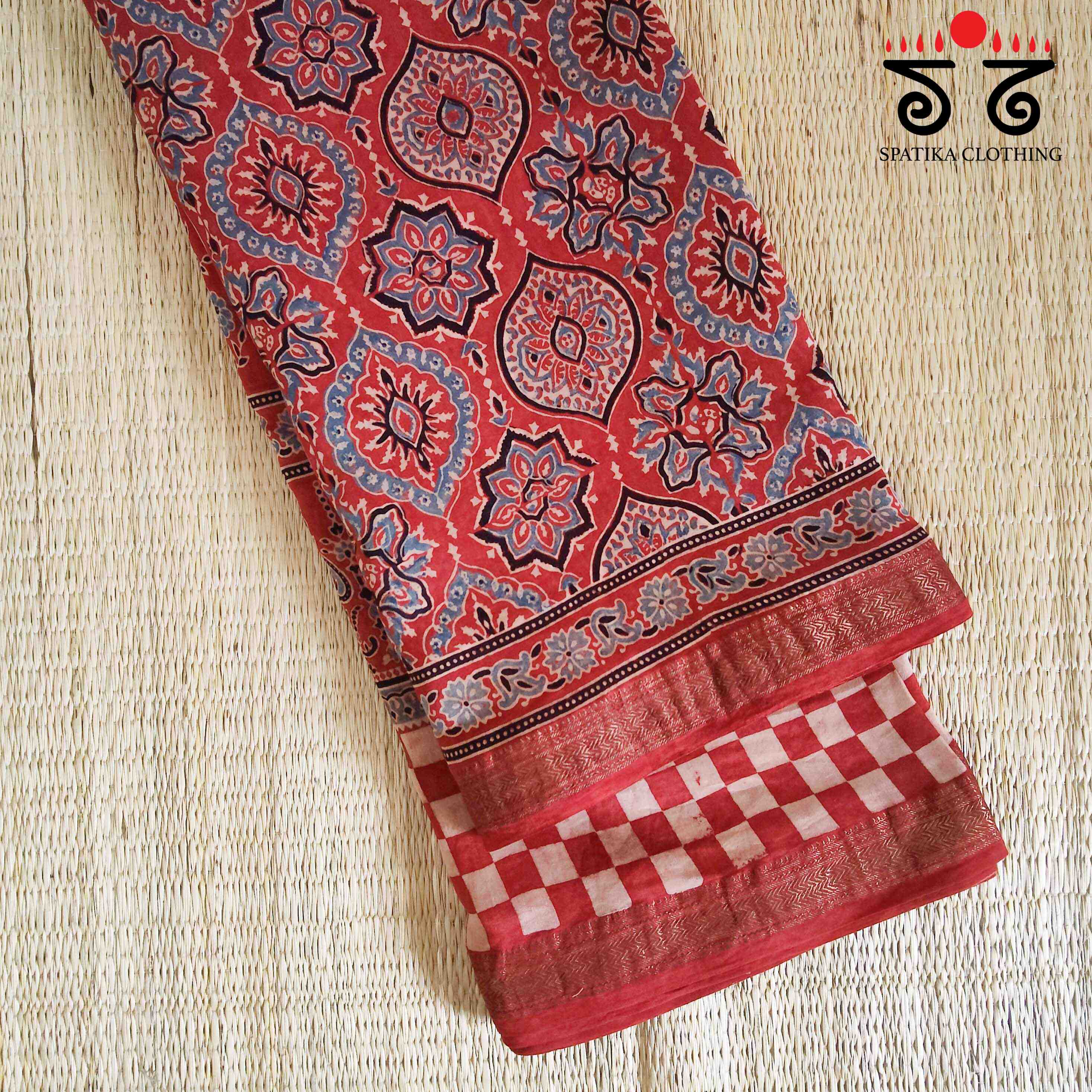 Ajrak Maheshwari Silk Cotton Saree