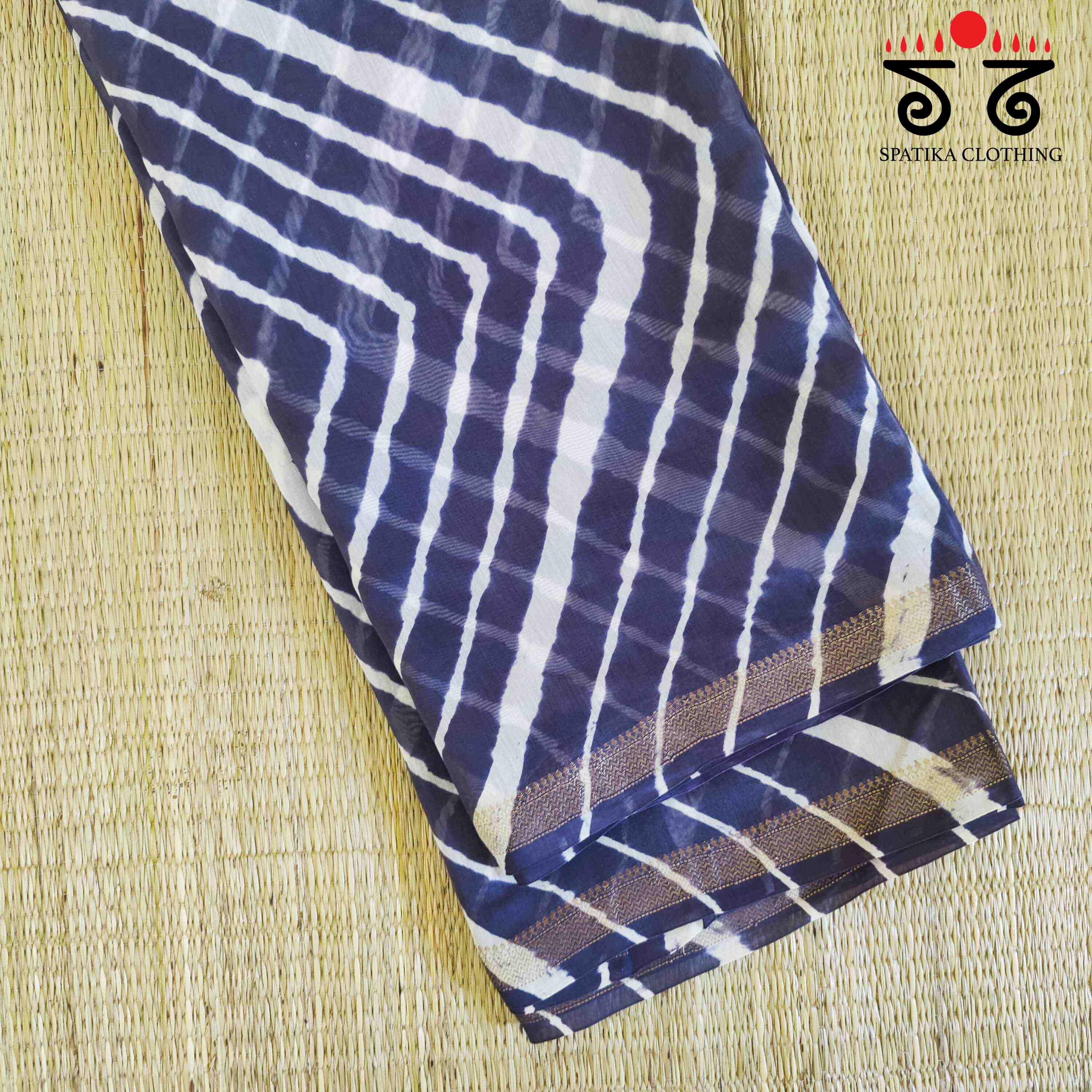 Leheriya on Maheswari silk cotton Saree- New!