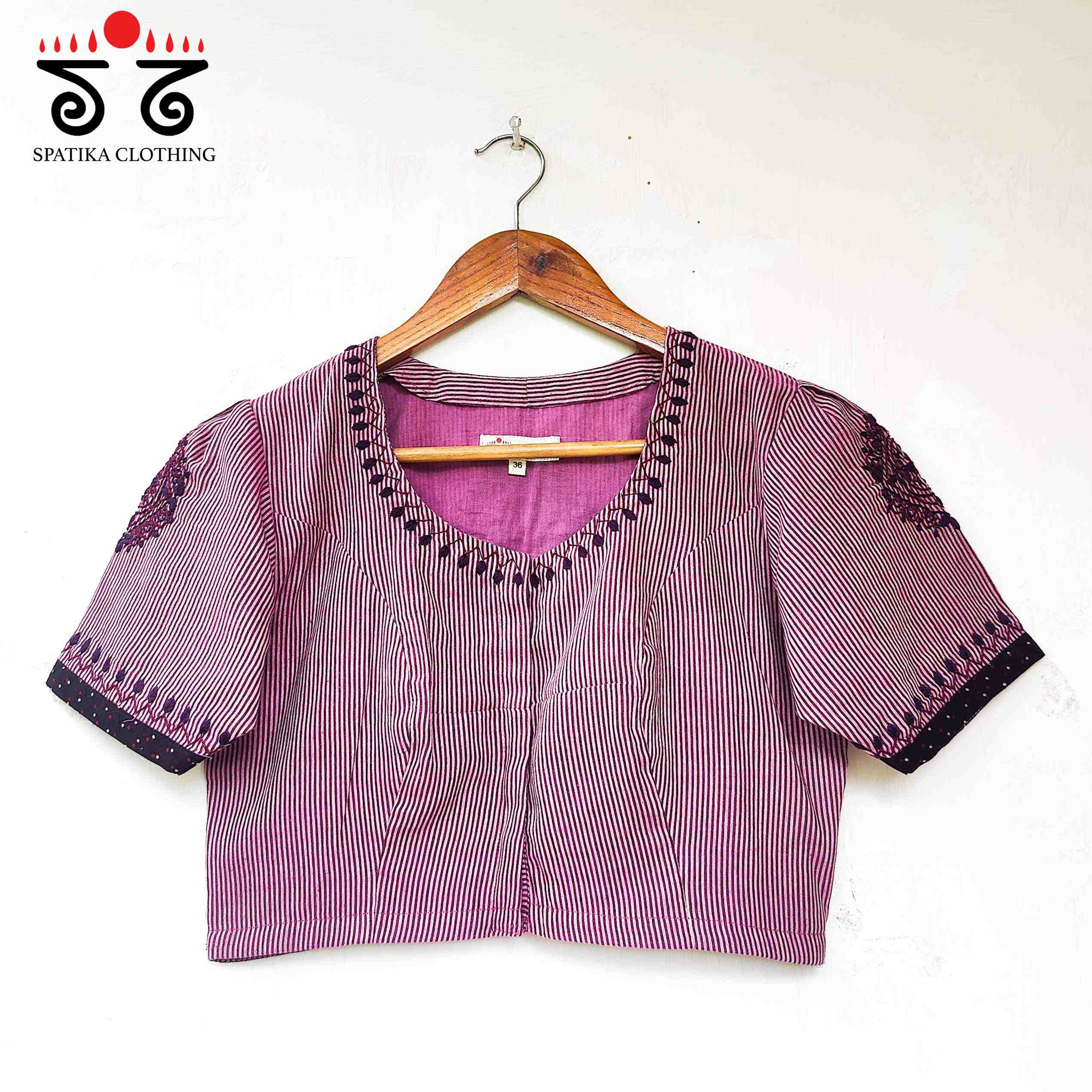 Striped Chikankari - Handcrafted Blouse