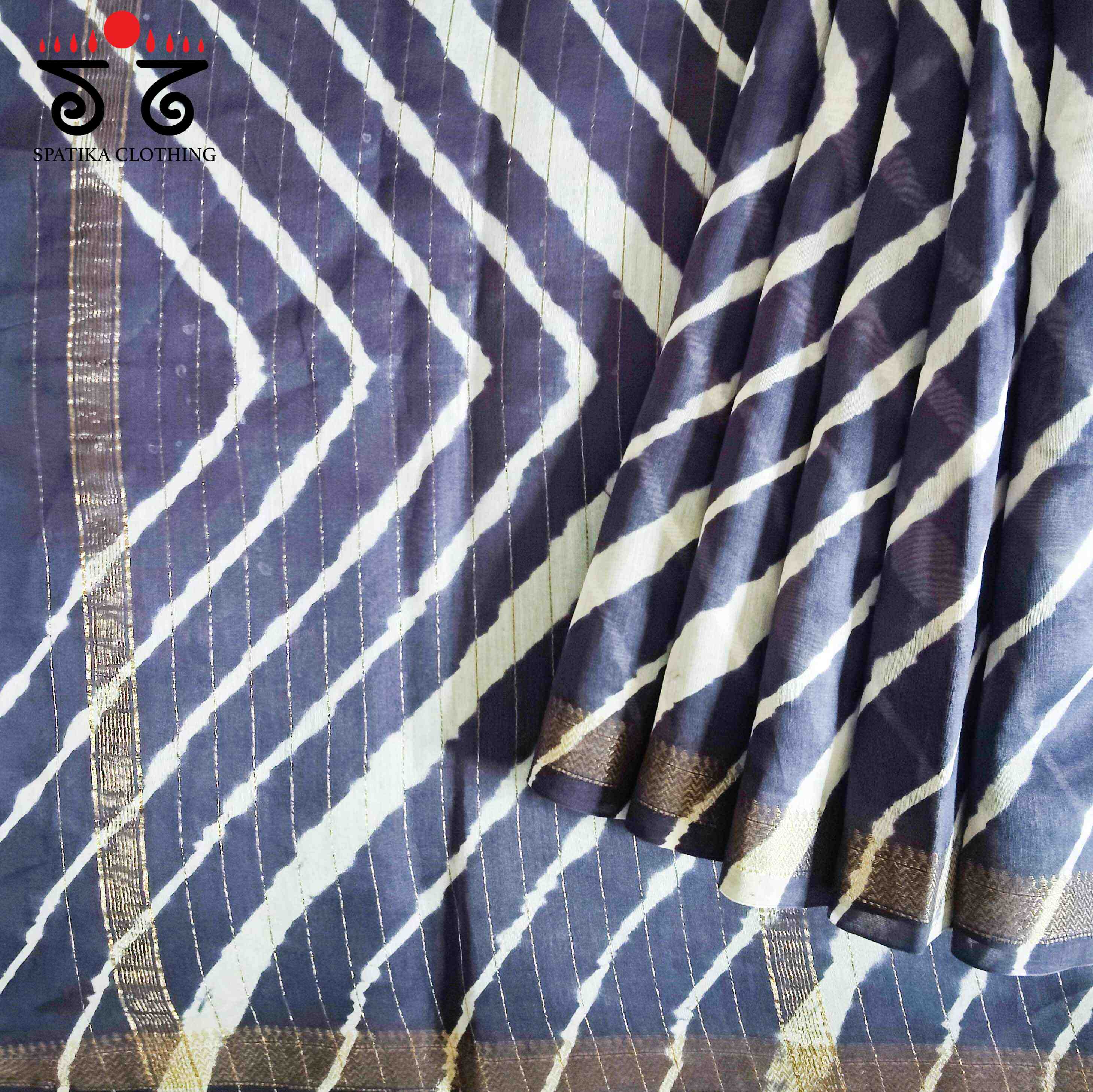 Leheriya on Maheswari silk cotton Saree- New!