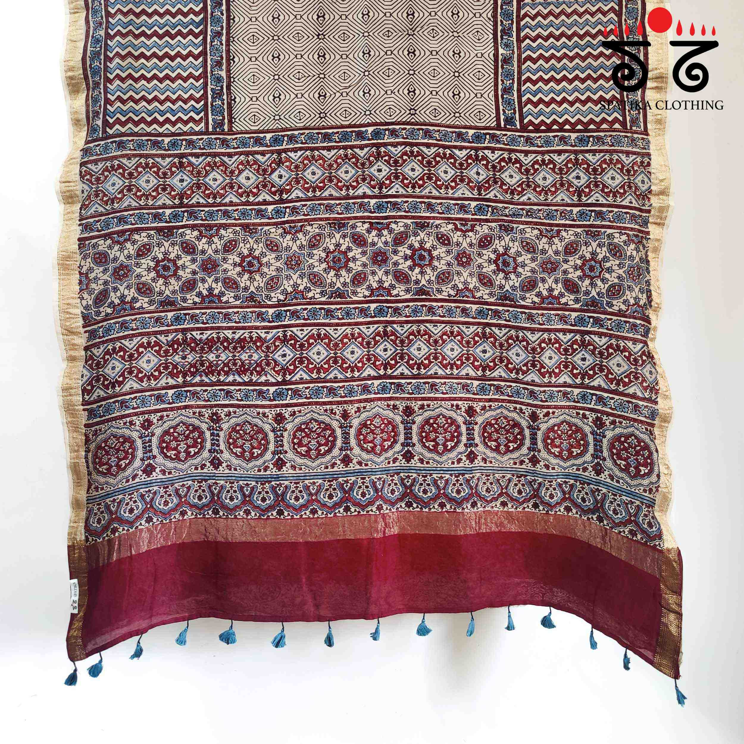 Ajrak Maheshwari Silk Cotton Saree