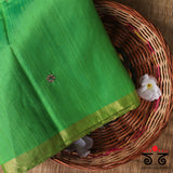 Kundan Work on Raw Silk Saree