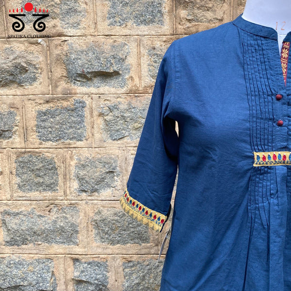 Hand Embroidered Tunic With Pintucks