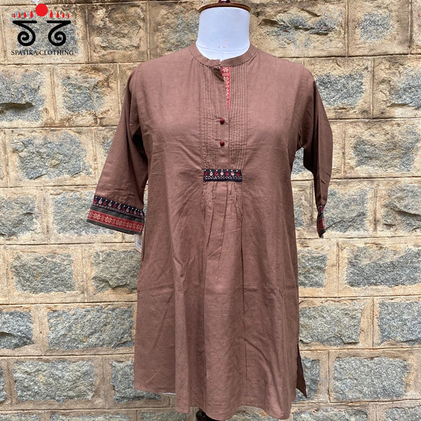 Hand Embroidered Tunic With Pintucks