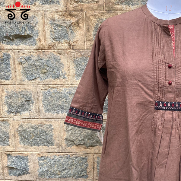 Hand Embroidered Tunic With Pintucks