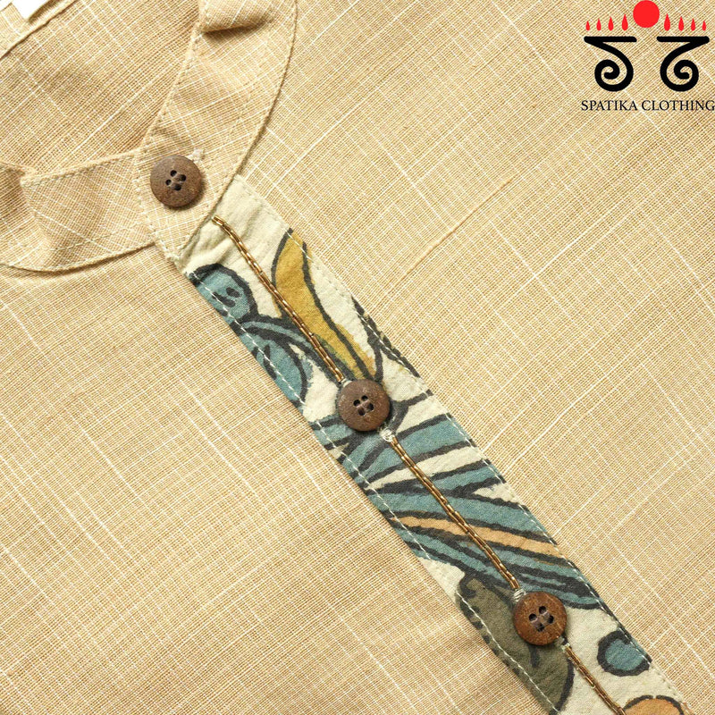 Pen Kalamkari Placket Men's Cotton kurta