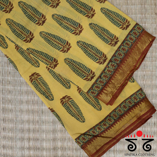 Ajrak on Mangalgiri Cotton Saree