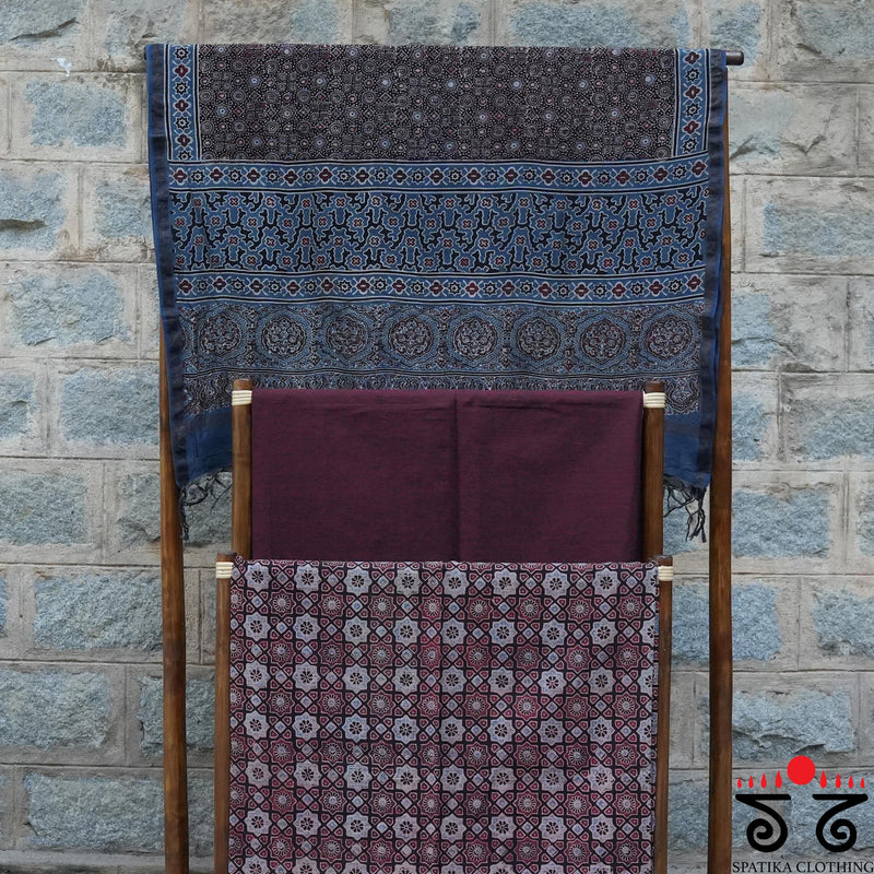 Ajrak Hand - Blockprinted Fabric Set Of 3