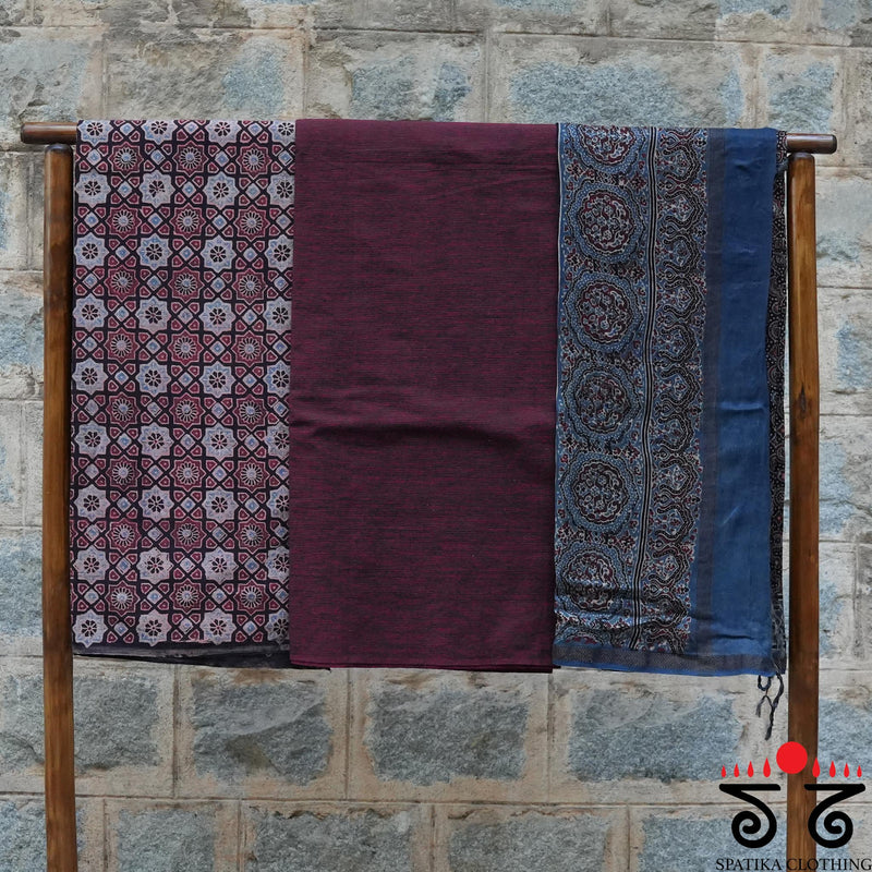 Ajrak Hand - Blockprinted Fabric Set Of 3