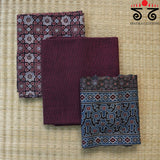 Ajrak Hand - Blockprinted Fabric Set Of 3
