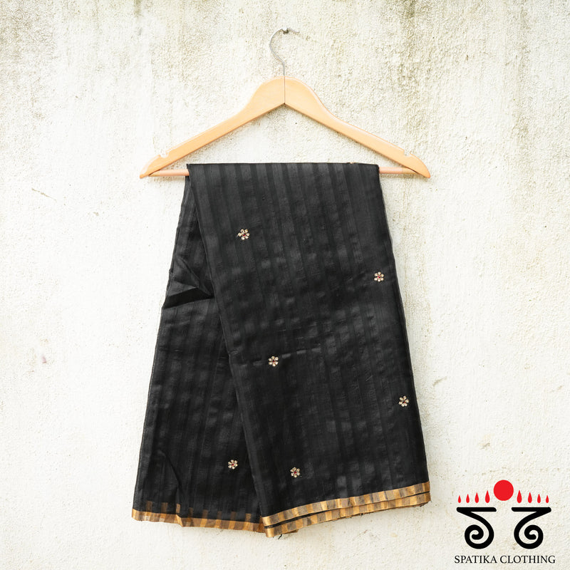 Kundan Work on Raw Silk Saree