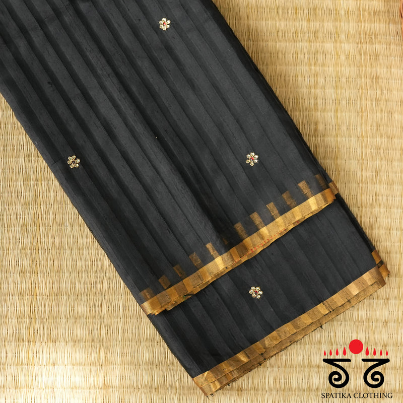 Kundan Work on Raw Silk Saree
