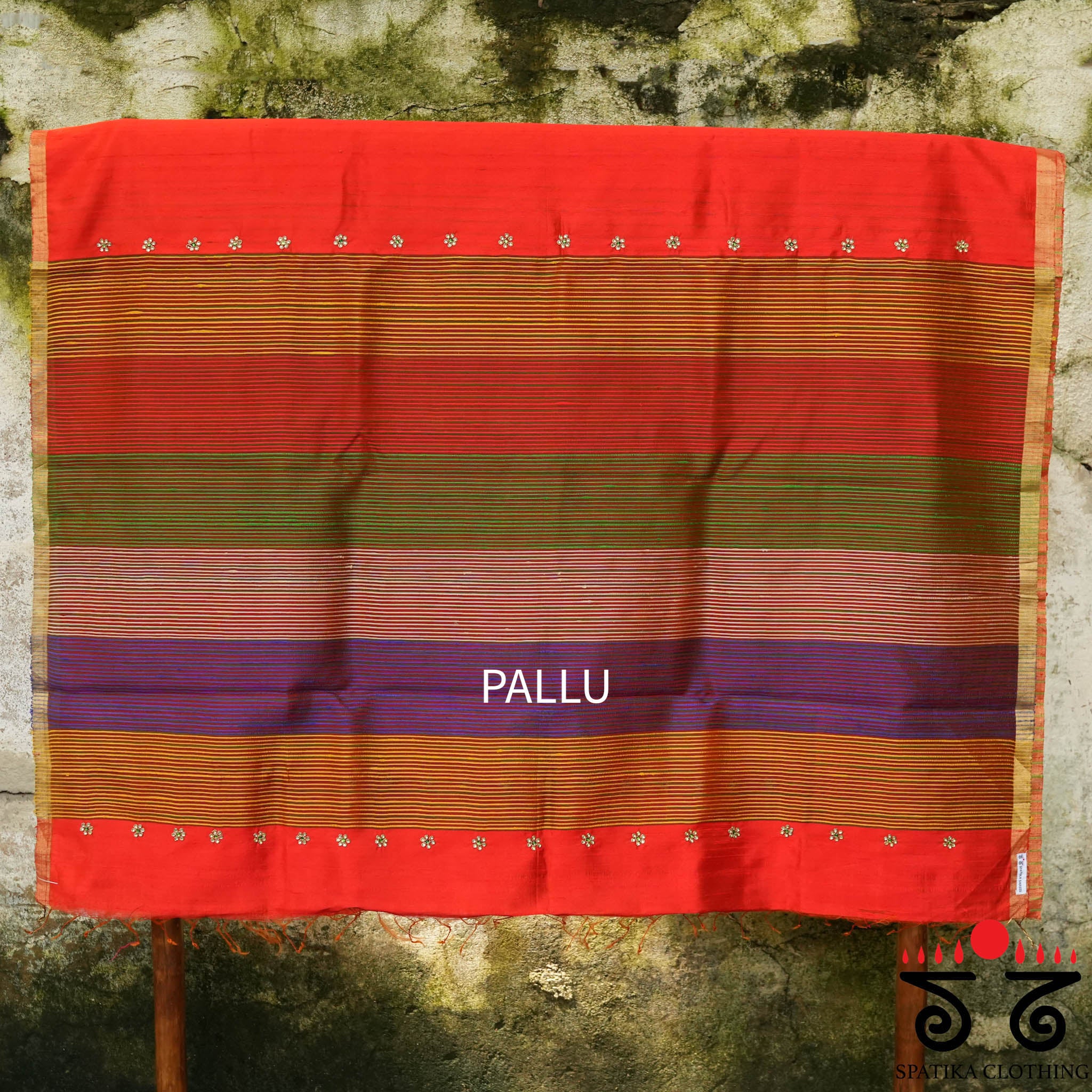 Kundan Work on Raw Silk Saree