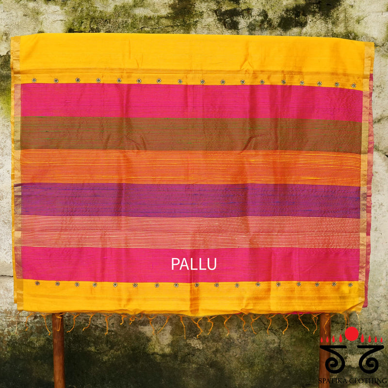 Kundan Work on Raw Silk Saree