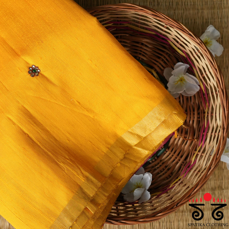 Kundan Work on Raw Silk Saree
