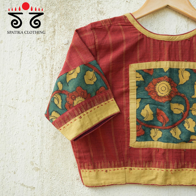Pen Kalamkari Patchwork Blouse
