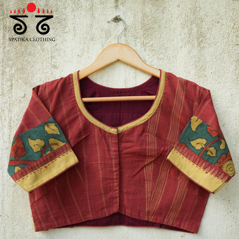 Pen Kalamkari Patchwork Blouse
