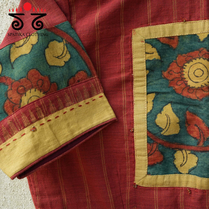 Pen Kalamkari Patchwork Blouse