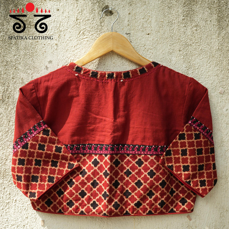 Ajrak Half and Half Blouse