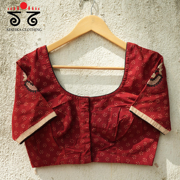 Motif Inlay Hand - Embroidered Ajrak Blouse