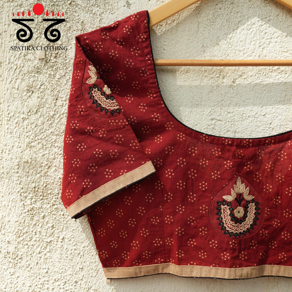 Motif Inlay Hand - Embroidered Ajrak Blouse