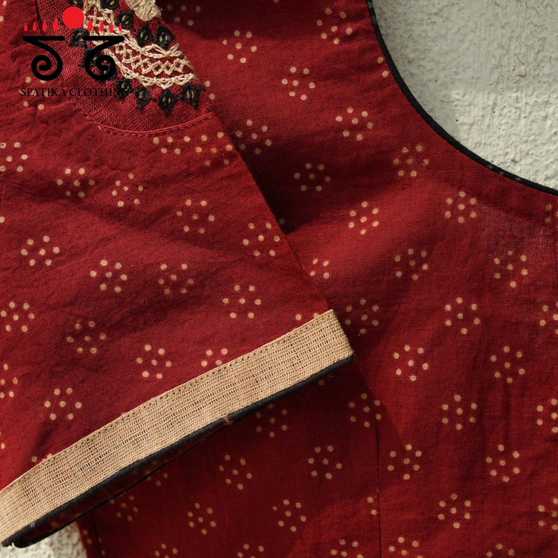 Motif Inlay Hand - Embroidered Ajrak Blouse