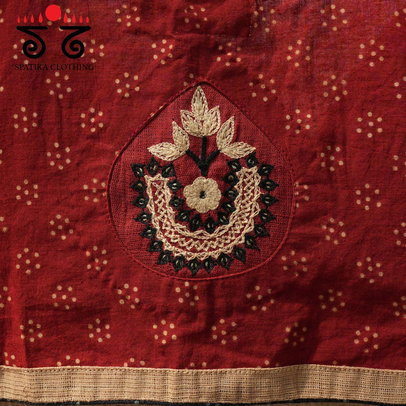 Motif Inlay Hand - Embroidered Ajrak Blouse